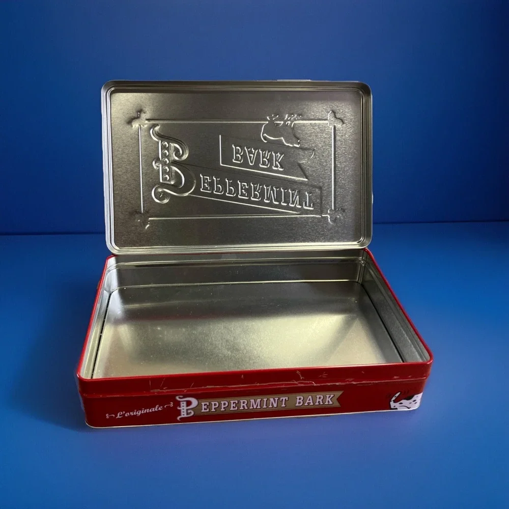Collectible‎ William Sonoma Peppermint Bark Tin with Lid Storage w Personality